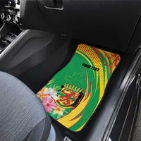 Personalized Congo Republic Day Car Mats Coat Of Arms With Tropical Flower - Wonder Print Shop