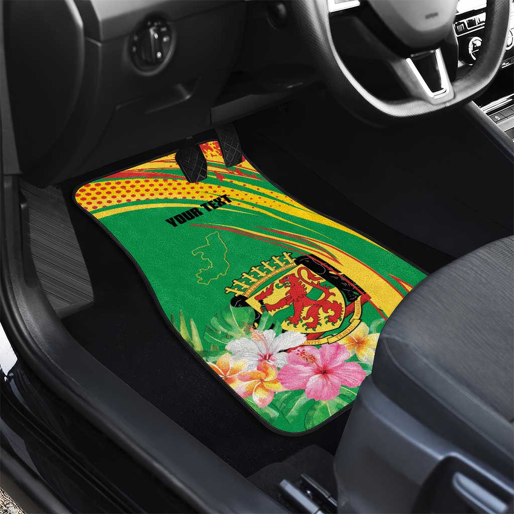 Personalized Congo Republic Day Car Mats Coat Of Arms With Tropical Flower - Wonder Print Shop