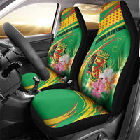 Congo Republic Day Car Seat Cover Coat Of Arms With Tropical Flower - Wonder Print Shop