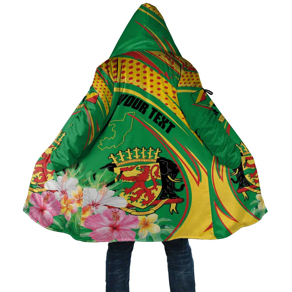 Personalized Congo Republic Day Cloak Coat Of Arms With Tropical Flower - Wonder Print Shop