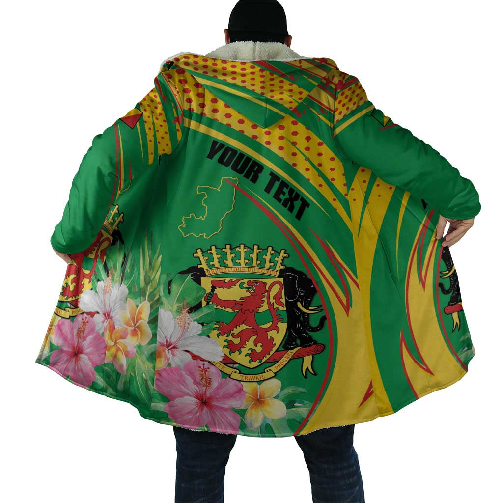 Personalized Congo Republic Day Cloak Coat Of Arms With Tropical Flower - Wonder Print Shop
