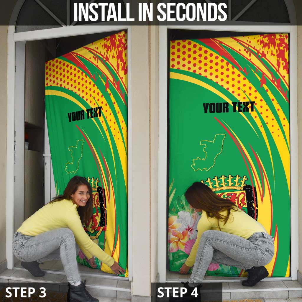 Personalized Congo Republic Day Door Cover Coat Of Arms With Tropical Flower - Wonder Print Shop