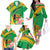 Personalized Congo Republic Day Family Matching Off The Shoulder Long Sleeve Dress and Hawaiian Shirt Coat Of Arms With Tropical Flower - Wonder Print Shop