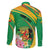Personalized Congo Republic Day Family Matching Off The Shoulder Long Sleeve Dress and Hawaiian Shirt Coat Of Arms With Tropical Flower - Wonder Print Shop