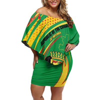 Personalized Congo Republic Day Family Matching Off Shoulder Short Dress and Hawaiian Shirt Coat Of Arms With Tropical Flower - Wonder Print Shop