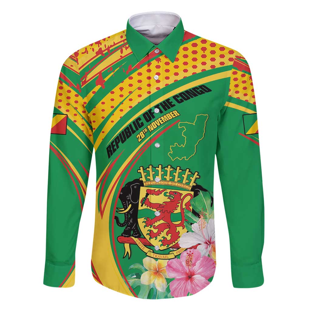 Personalized Congo Republic Day Family Matching Puletasi and Hawaiian Shirt Coat Of Arms With Tropical Flower - Wonder Print Shop