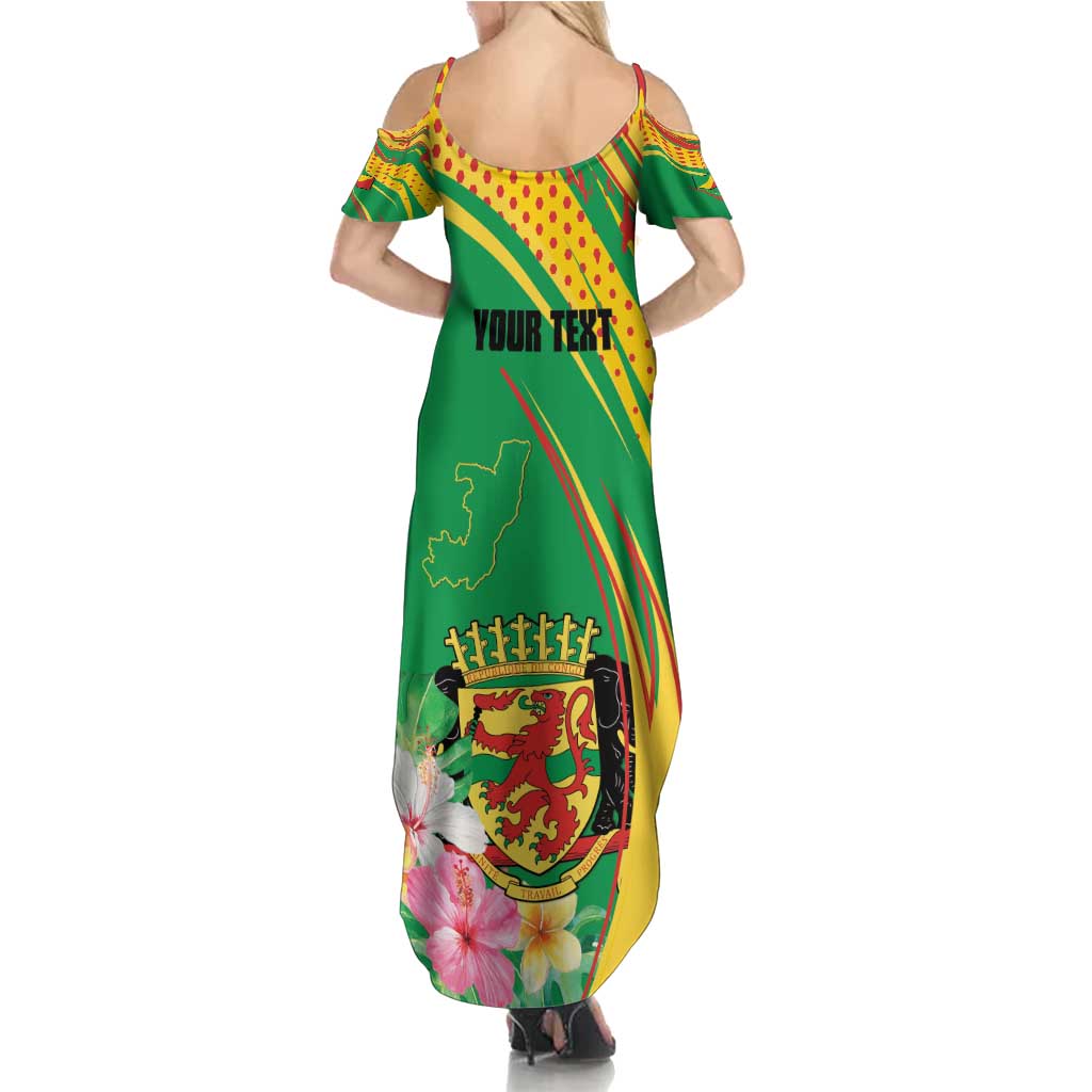 Personalized Congo Republic Day Family Matching Summer Maxi Dress and Hawaiian Shirt Coat Of Arms With Tropical Flower - Wonder Print Shop