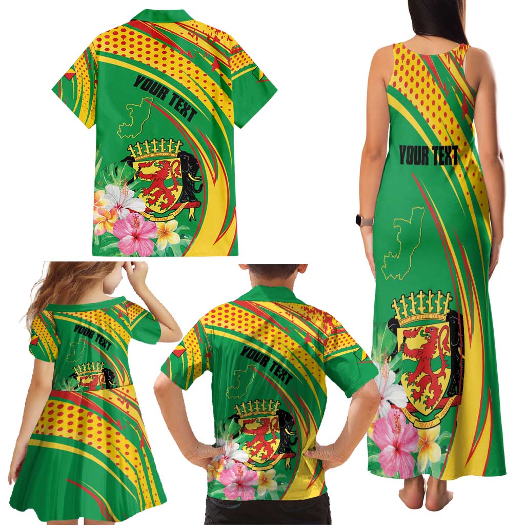 Personalized Congo Republic Day Family Matching Tank Maxi Dress and Hawaiian Shirt Coat Of Arms With Tropical Flower - Wonder Print Shop