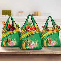 Congo Republic Day Grocery Bag Coat Of Arms With Tropical Flower - Wonder Print Shop