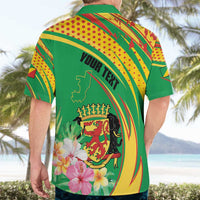 Personalized Congo Republic Day Hawaiian Shirt Coat Of Arms With Tropical Flower - Wonder Print Shop
