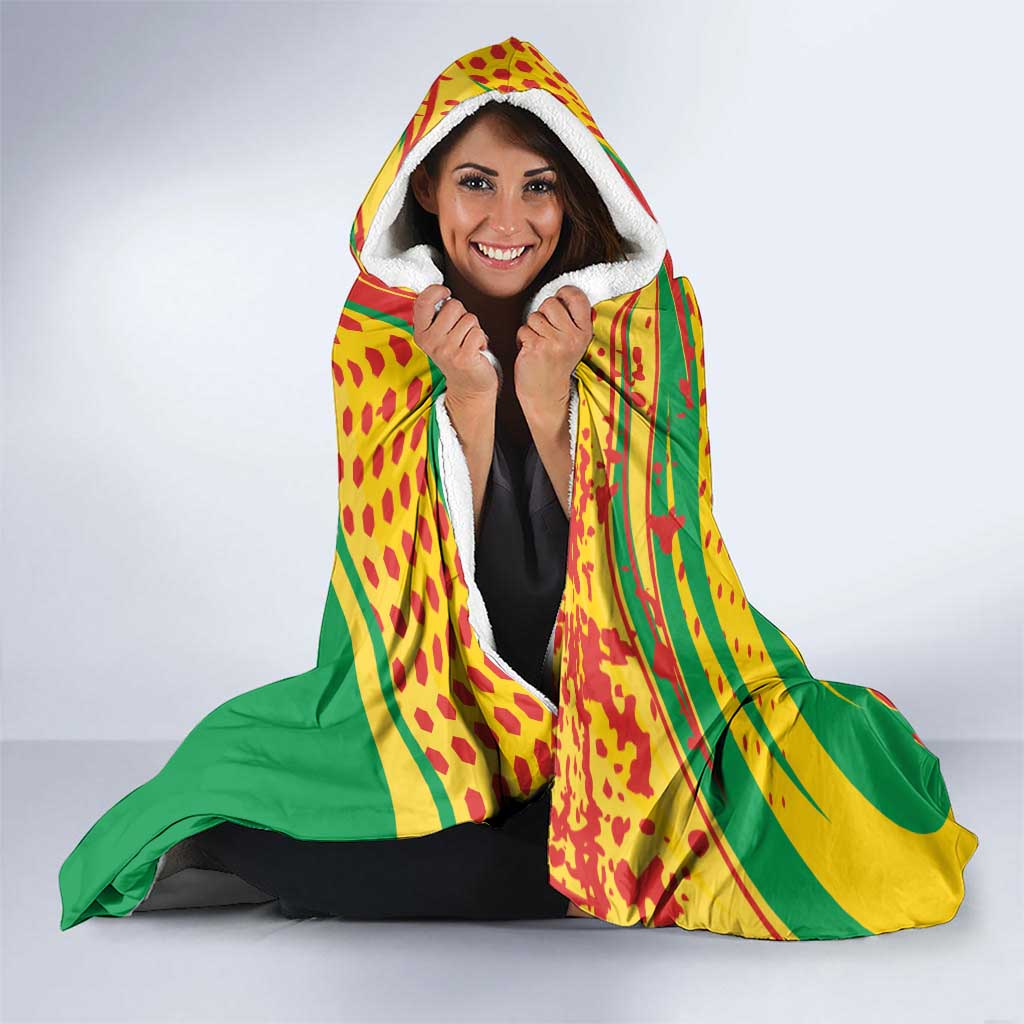 Congo Republic Day Hooded Blanket Coat Of Arms With Tropical Flower - Wonder Print Shop