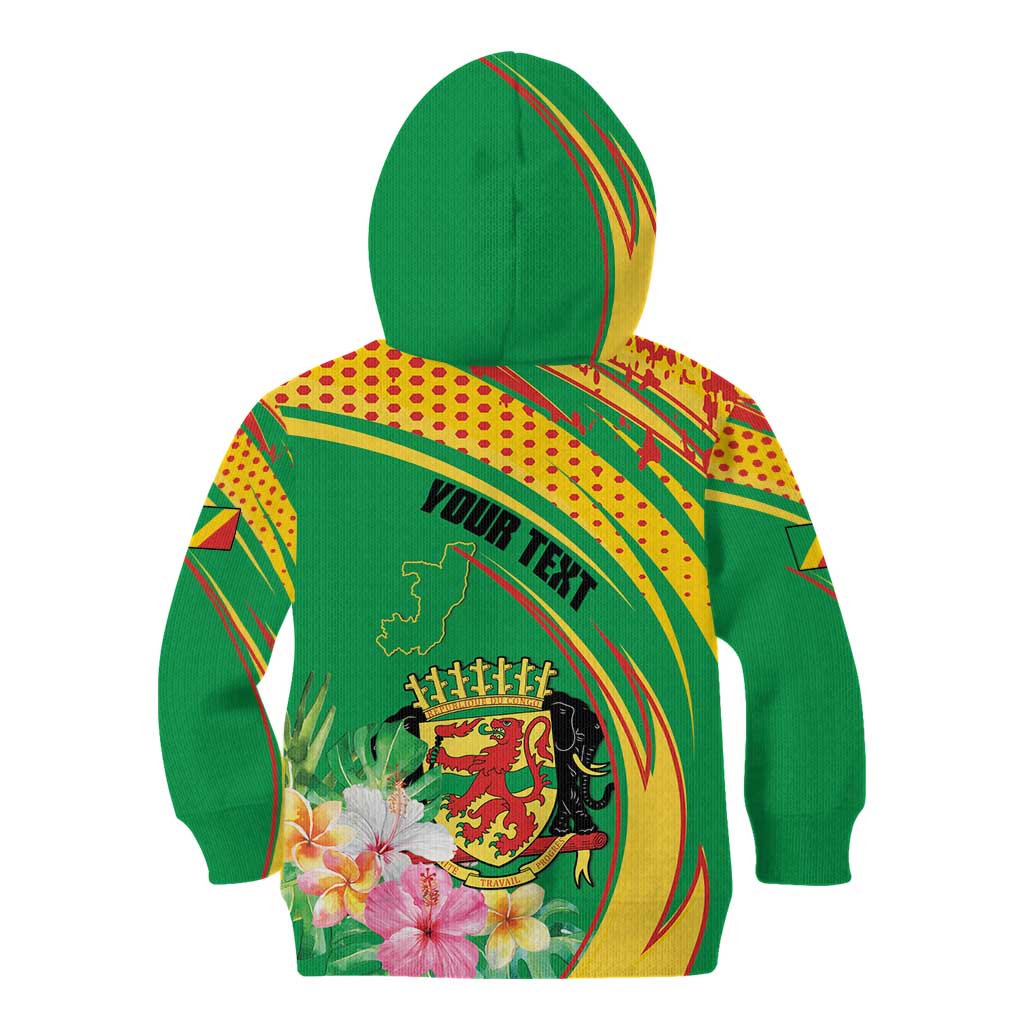 Personalized Congo Republic Day Kid Hoodie Coat Of Arms With Tropical Flower - Wonder Print Shop
