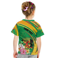 Personalized Congo Republic Day Kid T Shirt Coat Of Arms With Tropical Flower - Wonder Print Shop
