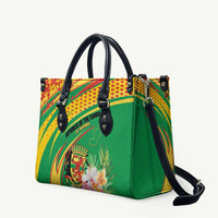 Congo Republic Day Leather Bag Coat Of Arms With Tropical Flower - Wonder Print Shop