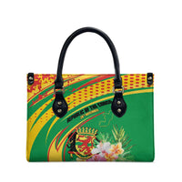 Congo Republic Day Leather Bag Coat Of Arms With Tropical Flower - Wonder Print Shop