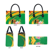 Congo Republic Day Leather Bag Coat Of Arms With Tropical Flower - Wonder Print Shop
