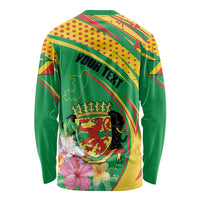 Personalized Congo Republic Day Long Sleeve Shirt Coat Of Arms With Tropical Flower - Wonder Print Shop