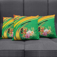Congo Republic Day Pillow Cover Coat Of Arms With Tropical Flower - Wonder Print Shop