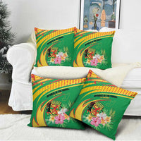 Congo Republic Day Pillow Cover Coat Of Arms With Tropical Flower - Wonder Print Shop