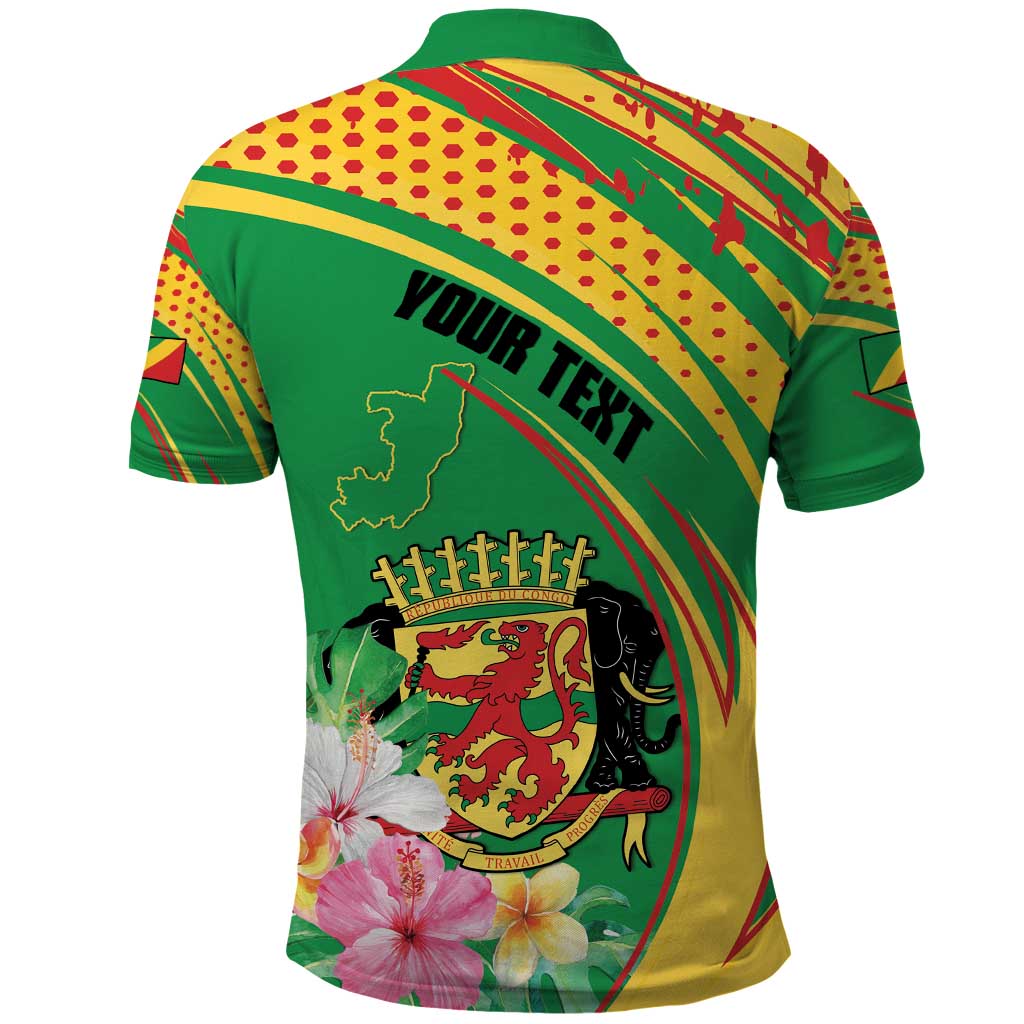 Personalized Congo Republic Day Polo Shirt Coat Of Arms With Tropical Flower - Wonder Print Shop