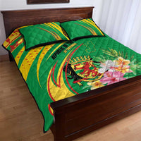 Congo Republic Day Quilt Bed Set Coat Of Arms With Tropical Flower - Wonder Print Shop