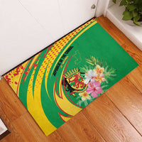 Congo Republic Day Rubber Doormat Coat Of Arms With Tropical Flower - Wonder Print Shop