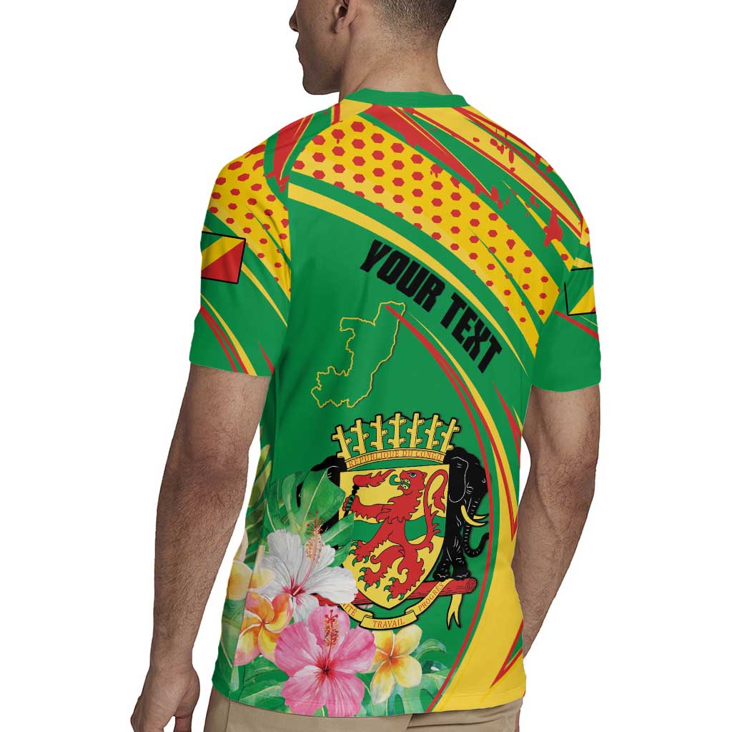 Personalized Congo Republic Day Rugby Jersey Coat Of Arms With Tropical Flower - Wonder Print Shop