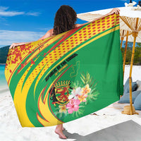 Congo Republic Day Sarong Coat Of Arms With Tropical Flower - Wonder Print Shop