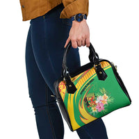 Congo Republic Day Shoulder Handbag Coat Of Arms With Tropical Flower - Wonder Print Shop