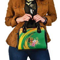 Congo Republic Day Shoulder Handbag Coat Of Arms With Tropical Flower - Wonder Print Shop