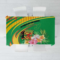 Congo Republic Day Tablecloth Coat Of Arms With Tropical Flower - Wonder Print Shop