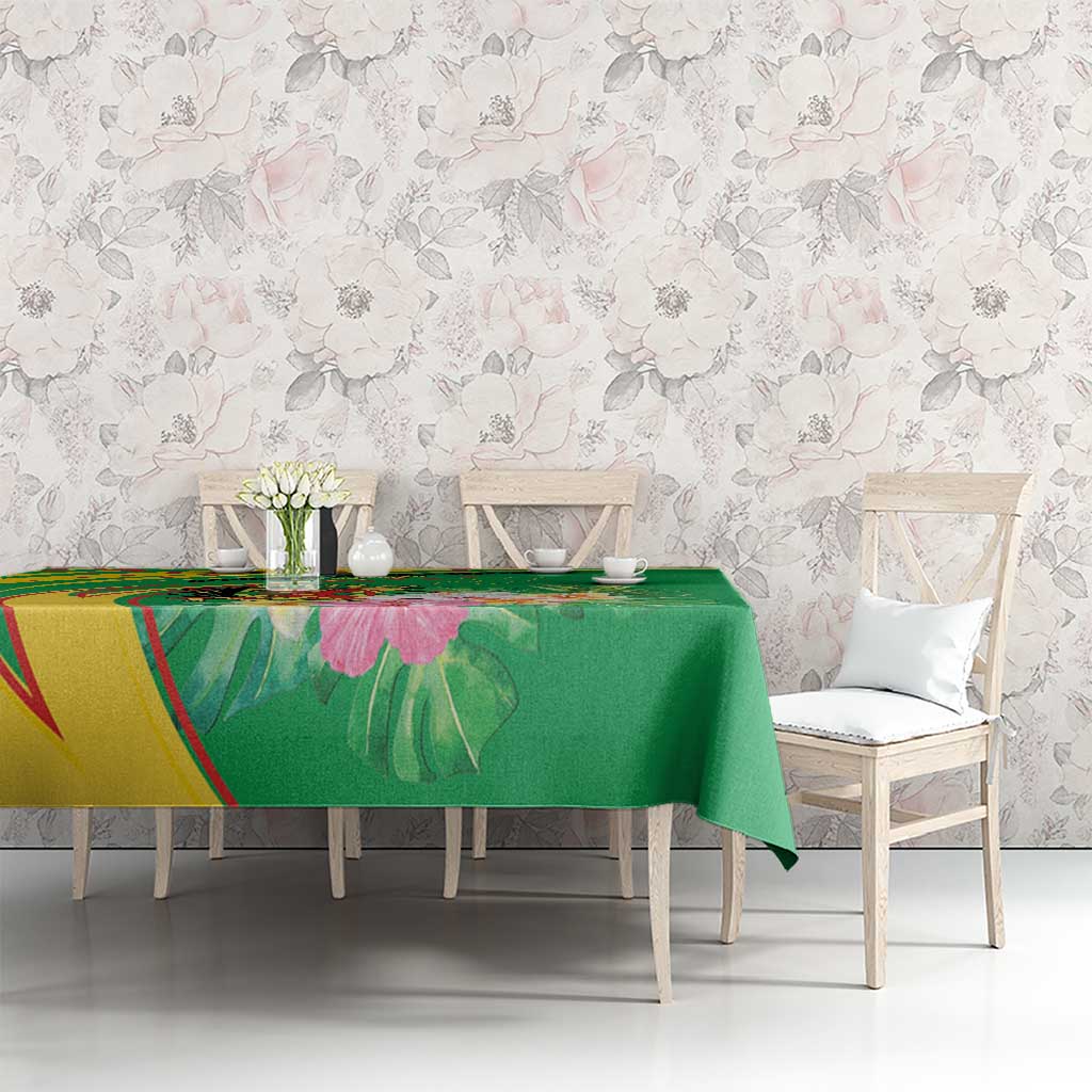 Congo Republic Day Tablecloth Coat Of Arms With Tropical Flower - Wonder Print Shop