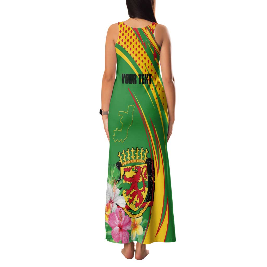 Personalized Congo Republic Day Tank Maxi Dress Coat Of Arms With Tropical Flower - Wonder Print Shop