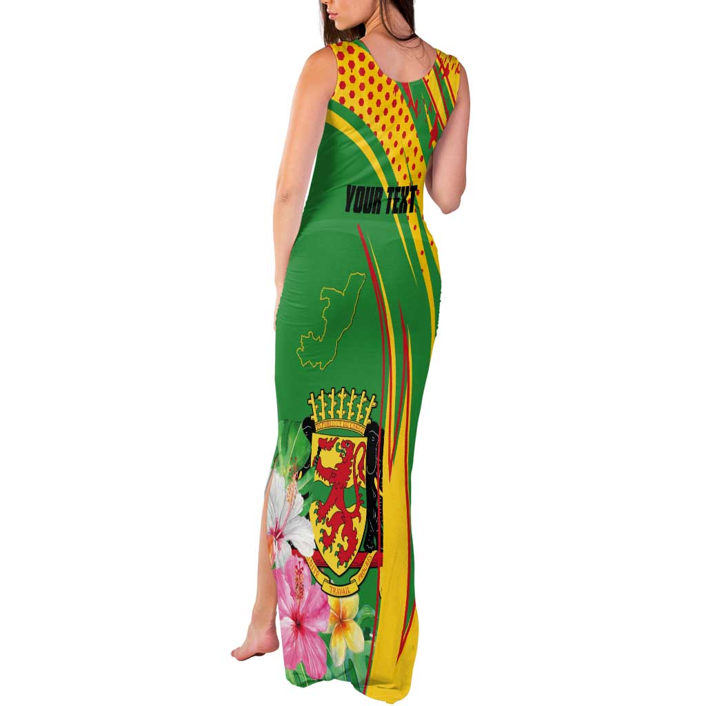 Personalized Congo Republic Day Tank Maxi Dress Coat Of Arms With Tropical Flower - Wonder Print Shop