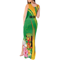 Personalized Congo Republic Day Tank Maxi Dress Coat Of Arms With Tropical Flower - Wonder Print Shop