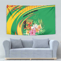 Congo Republic Day Tapestry Coat Of Arms With Tropical Flower - Wonder Print Shop