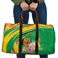 Congo Republic Day Travel Bag Coat Of Arms With Tropical Flower - Wonder Print Shop