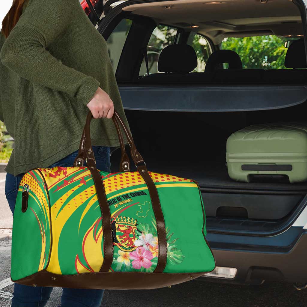 Congo Republic Day Travel Bag Coat Of Arms With Tropical Flower - Wonder Print Shop