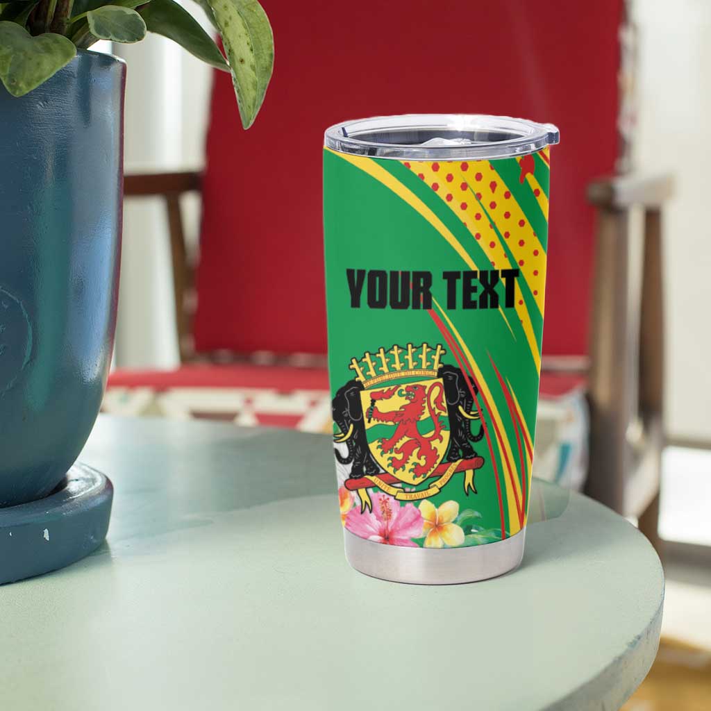 Personalized Congo Republic Day Tumbler Cup Coat Of Arms With Tropical Flower - Wonder Print Shop