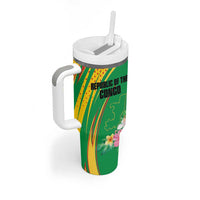 Personalized Congo Republic Day Tumbler With Handle Coat Of Arms With Tropical Flower - Wonder Print Shop