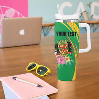 Personalized Congo Republic Day Tumbler With Handle Coat Of Arms With Tropical Flower - Wonder Print Shop
