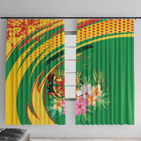 Congo Republic Day Window Curtain Coat Of Arms With Tropical Flower - Wonder Print Shop