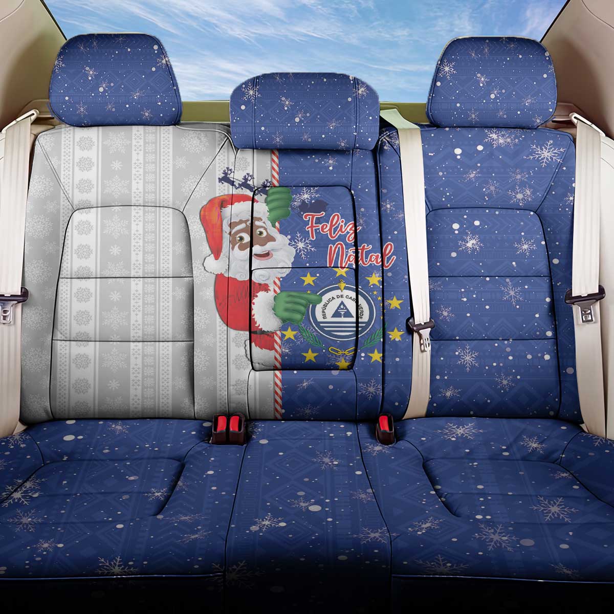 Cape Verde Christmas Back Car Seat Cover Black Santa Felix Natal - Wonder Print Shop