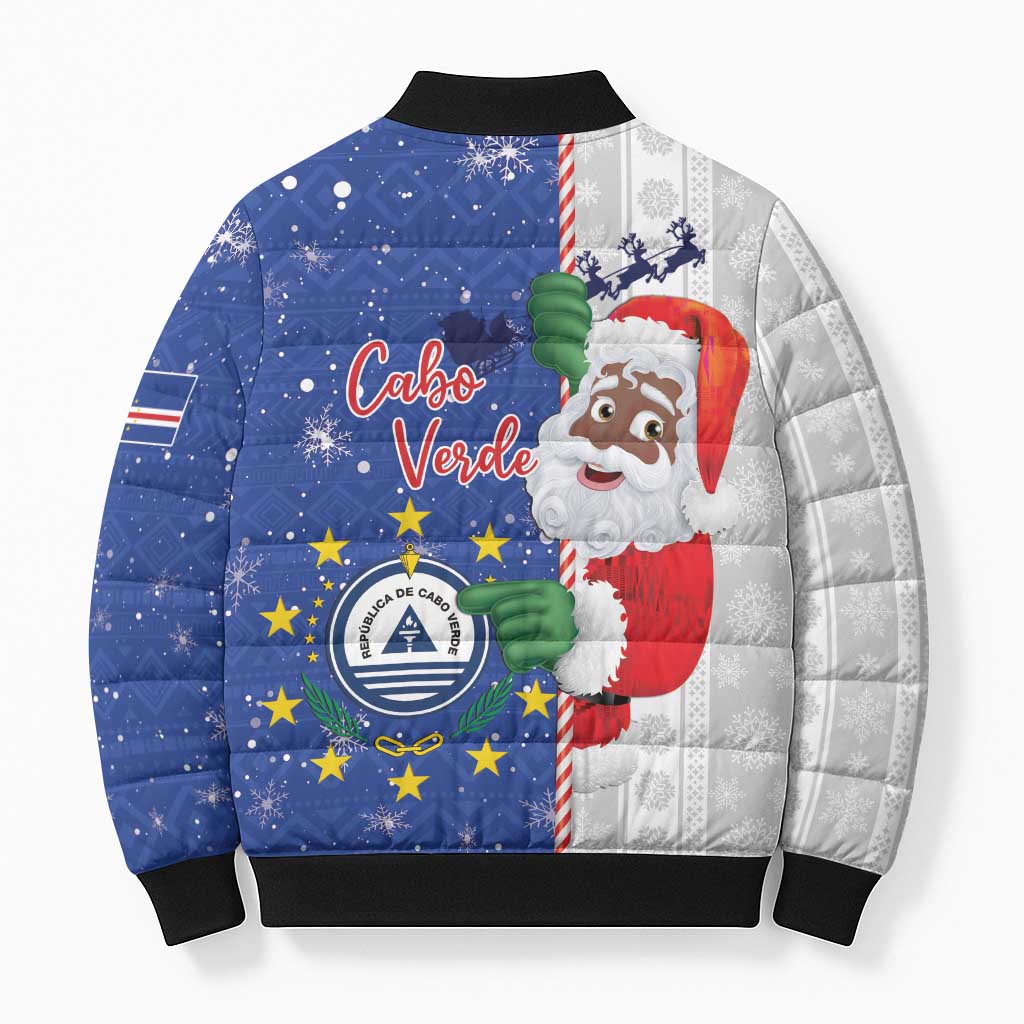 Cape Verde Christmas Bomber Puffer Jacket Black Santa Felix Natal - Wonder Print Shop