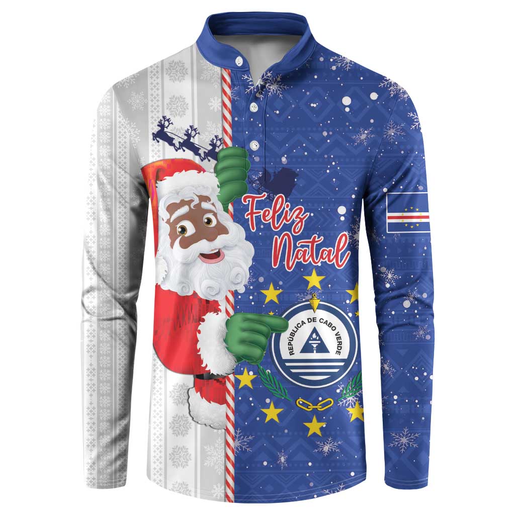 Cape Verde Christmas Button Sweatshirt Black Santa Felix Natal - Wonder Print Shop
