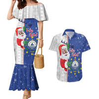 Cape Verde Christmas Couples Matching Mermaid Dress and Hawaiian Shirt Black Santa Felix Natal - Wonder Print Shop