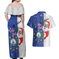 Cape Verde Christmas Couples Matching Off Shoulder Maxi Dress and Hawaiian Shirt Black Santa Felix Natal - Wonder Print Shop