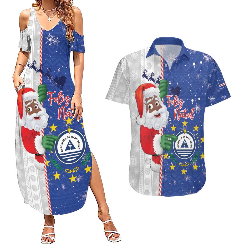 Cape Verde Christmas Couples Matching Summer Maxi Dress and Hawaiian Shirt Black Santa Felix Natal - Wonder Print Shop