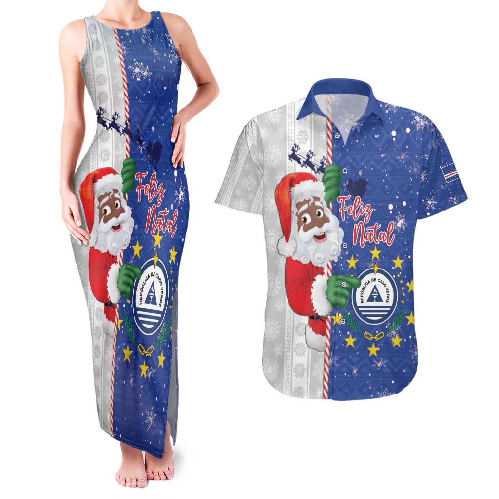 Cape Verde Christmas Couples Matching Tank Maxi Dress and Hawaiian Shirt Black Santa Felix Natal - Wonder Print Shop