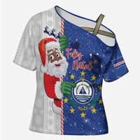 Cape Verde Christmas Cross Shoulder Shirt Black Santa Felix Natal - Wonder Print Shop